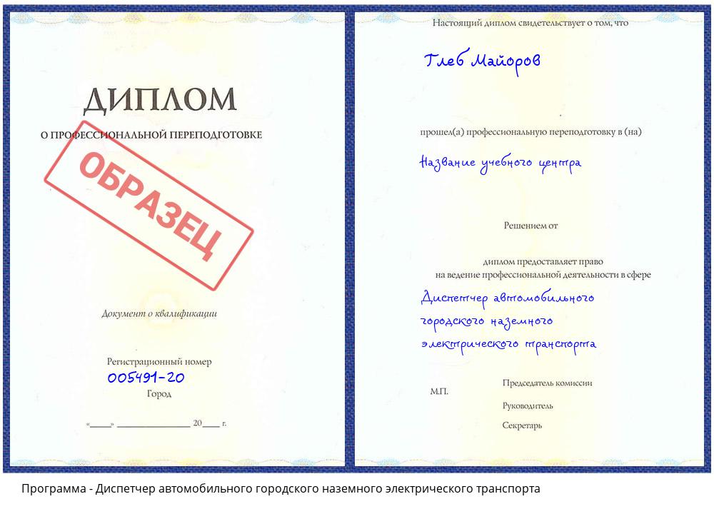 Диспетчер автомобильного городского наземного электрического транспорта Шали