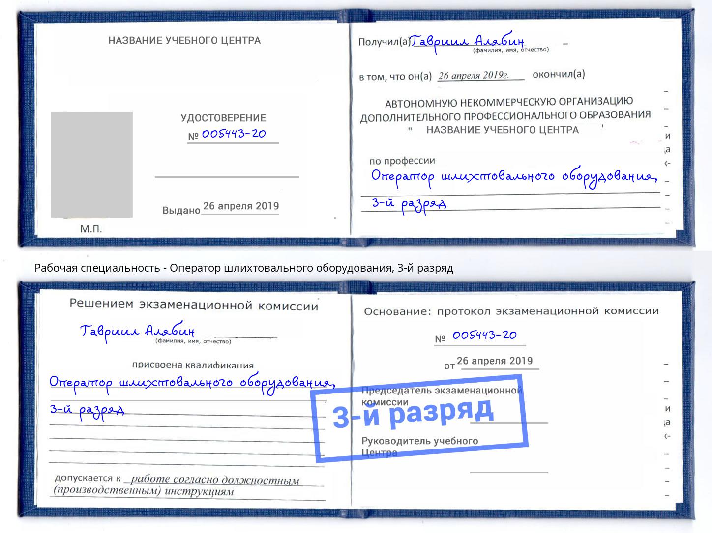 корочка 3-й разряд Оператор шлихтовального оборудования Шали