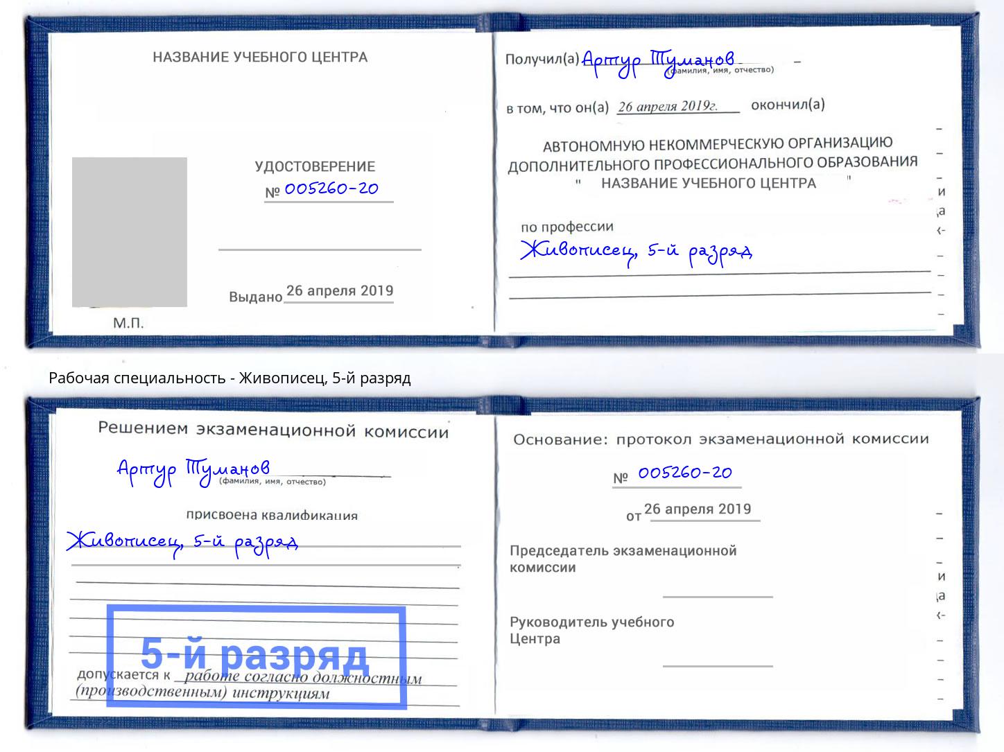 корочка 5-й разряд Живописец Шали