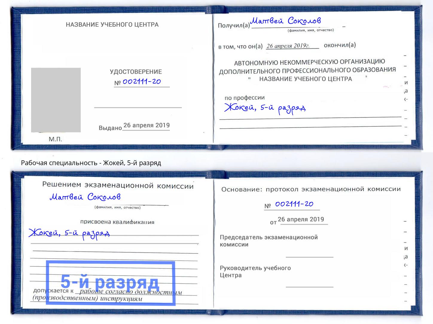корочка 5-й разряд Жокей Шали